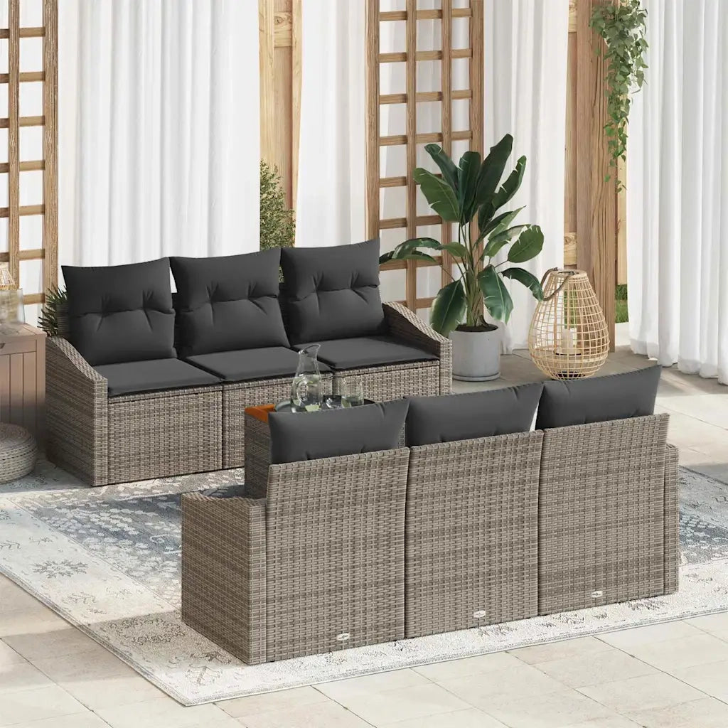 Set Divano da Giardino 7 pcs Grigio polyrattan
