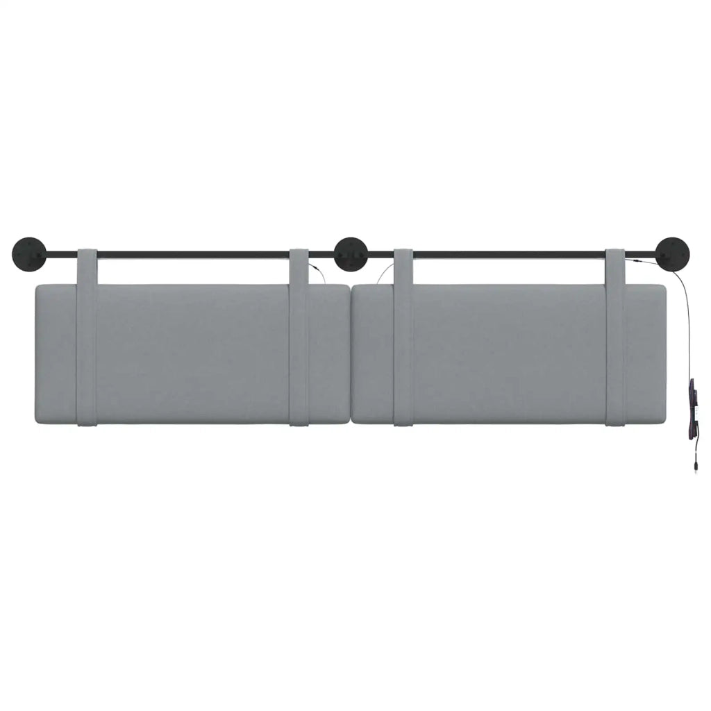 Testiera sospesa Con luce LED Grigio Chiaro Tessuto 3423967