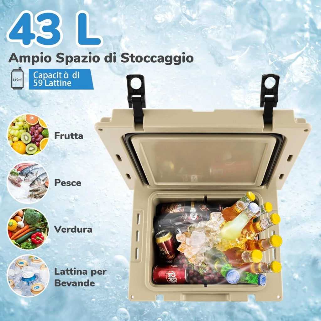 Borsa Frigo Portatile da 43 L, Ghiacciaia Portatile con Ruote, Maniglia in Alluminio, Apribottiglie, Frigo Portatile per Campeggio, Pesca, Viaggi, Spiaggia
