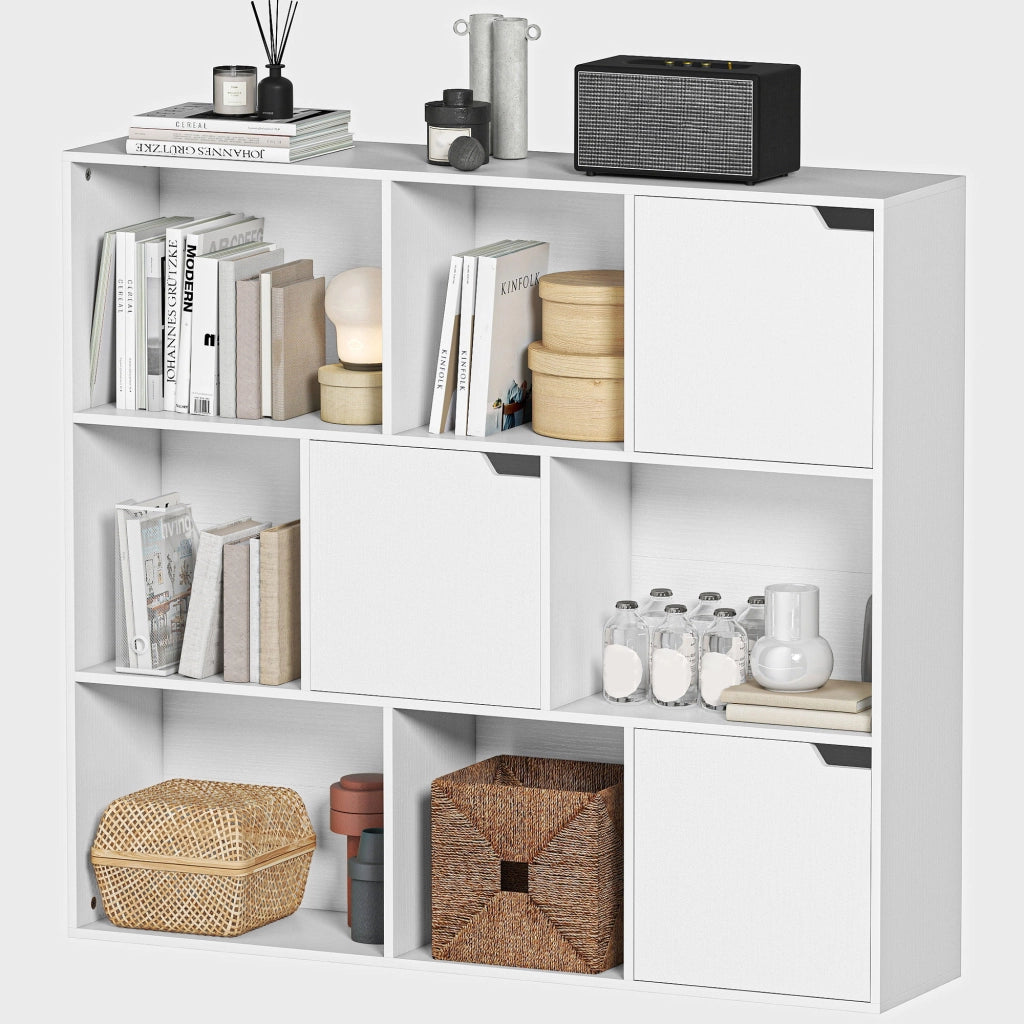 Libreria con Ante e Ripiani Aperti ¨C Zephmum ¨C Bianco Truciolato 100x30x200