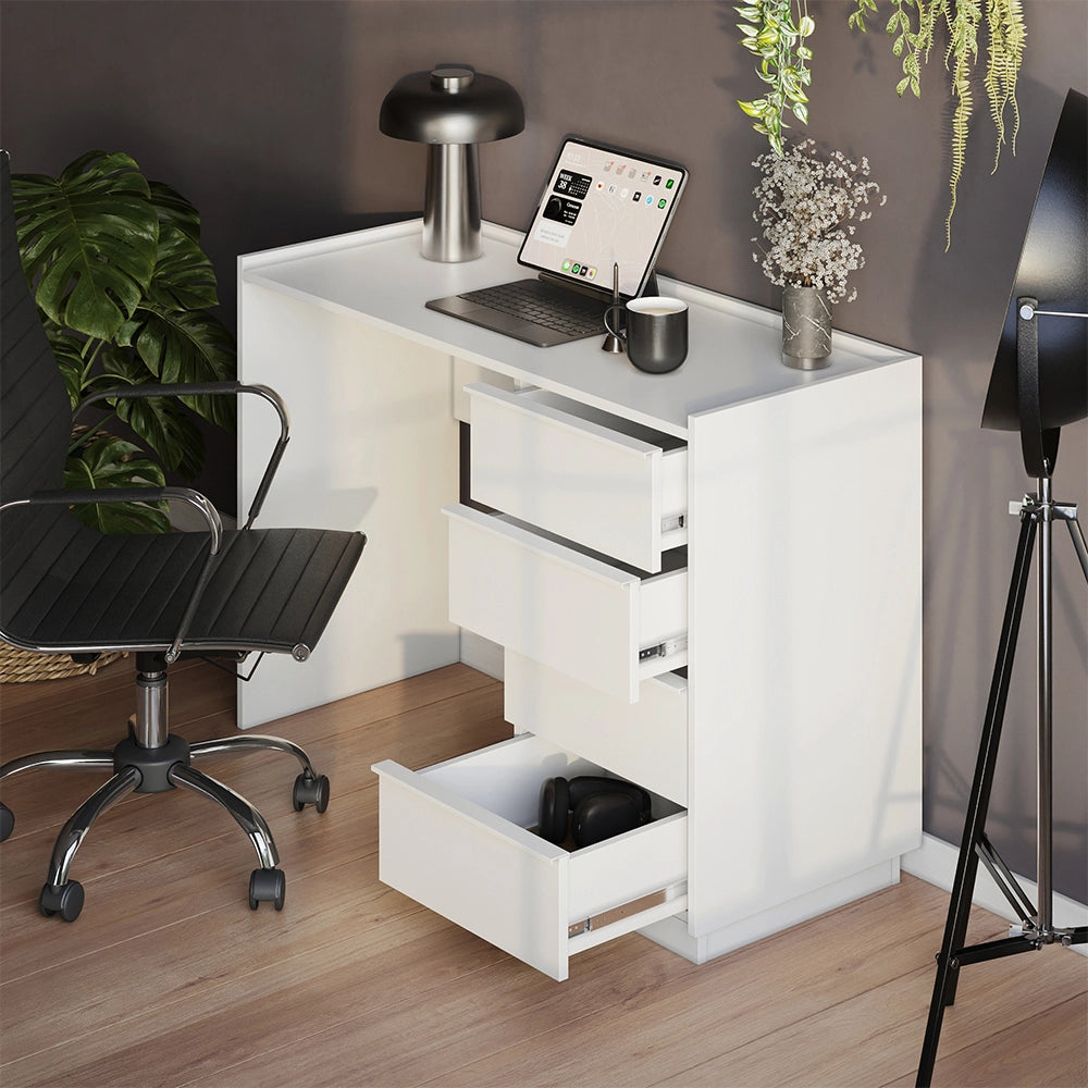 Vicco Scrivania Bianco 110 x 45 cm con 4 cassetti
