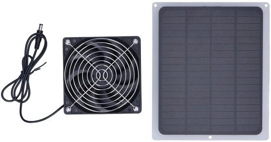 Ventilatore per pannelli solari - 6W - Idoneo per serre e pollai - Efficente in energia - Impermeabile all'acqua - Adatto per l'utilizzo all'aperto