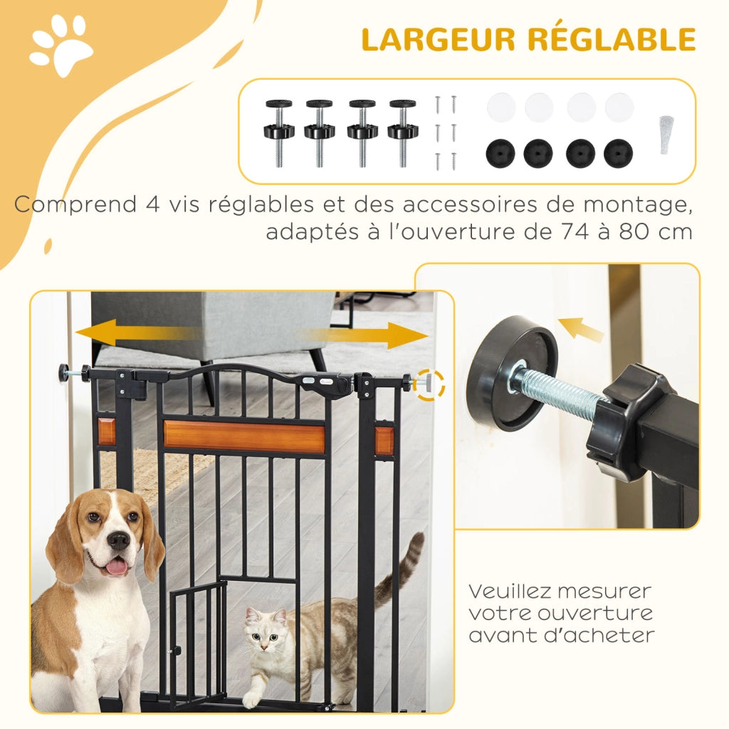 Barriera di Sicurezza per Bambini e Animali ¨C zephmum ¨C Legno Pino Nero 74-80 cm