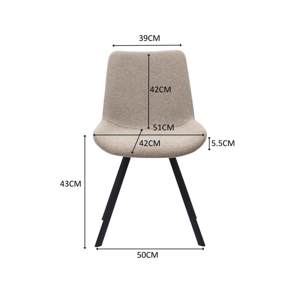 Sedia da pranzo Set da 2 girevole a 360° con schienale ergonomico, in Tessuto e Metallo, Cachi
