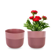 Vaso da fiori KADAX, Coprivaso, 15 cm, Plastica, Rotondo, A coste, Rosa