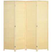 PARAVENTO PIEGHEVOLE  DA INTERNO A 4 ANTE IN LEGNO E BAMBÙ H 180 CM NATURALE