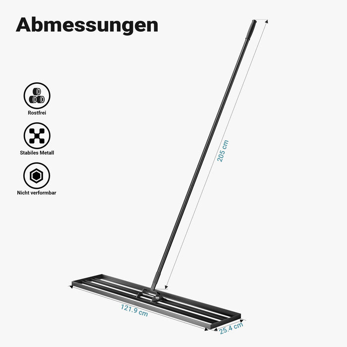 Rastrello livellatore in alluminio 120 x 25 cm, per livellamento e sabbiatura di terreni prati