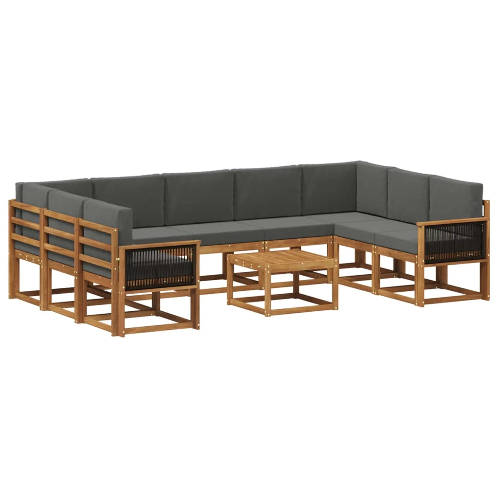 Set di divani da esterno 10 pz Naturale e Antracite 3385553