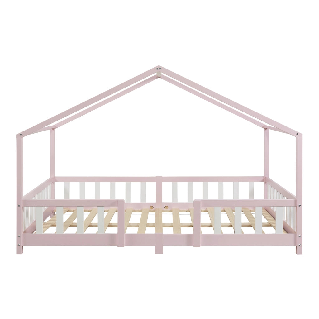 Letto per Cameretta Treviolo a Forma di Casetta 140x200 cm Rosa [en.casa]