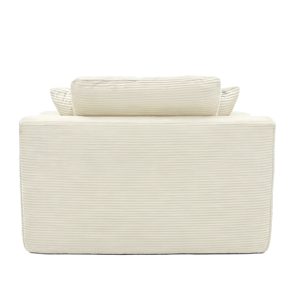 Divano compatto in velluto a coste beige con tasche laterali HOMVRA