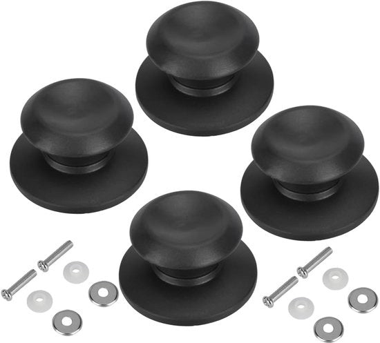 Manigoldi Manopoli per Coppi - Cerniere di Ricambio - Riparazione Cucina - Plastica Termo Resistente - 4 pezzi - Nero