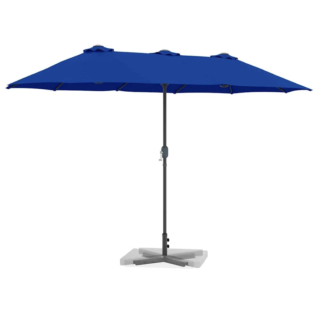 Ombrellone da giardino pieghevole moderno 370 x 197 x 239 cm pratico e resistente in poliestere azzurro 02_0058744