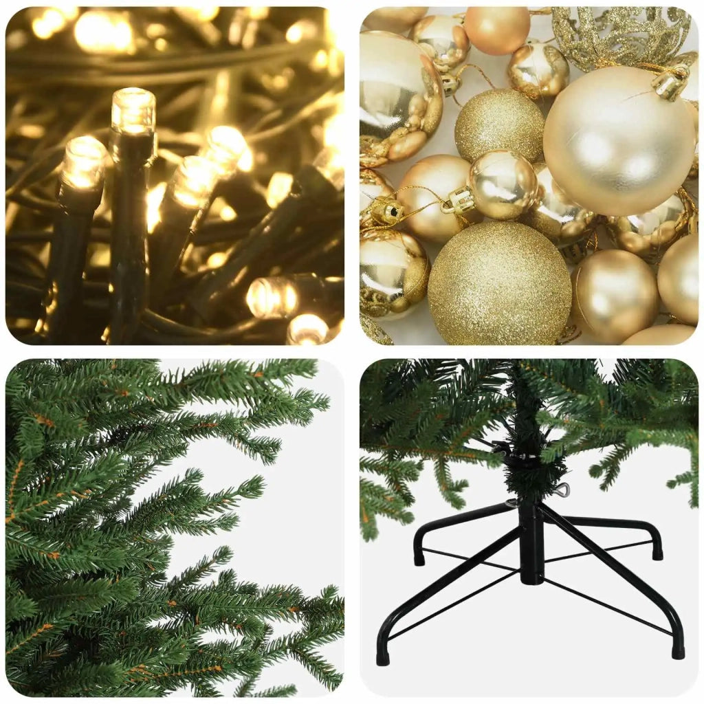 Albero di Natale artificiale con palline 120 cm 150 LED 3465689