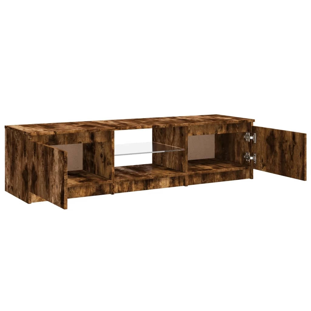 Mobile TV multimediale mensola TV credenza mobile TV per sala da pranzo soggiorno camera da letto con luci LED rovere affumicato 140 x 40 x 35,5 cm marrone 02_0026723
