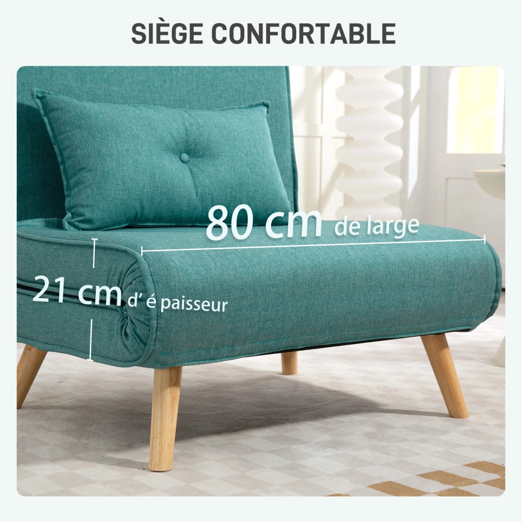 Divano letto a scomparsa 1 posto con cuscino ¨C zephmum ¨C verde