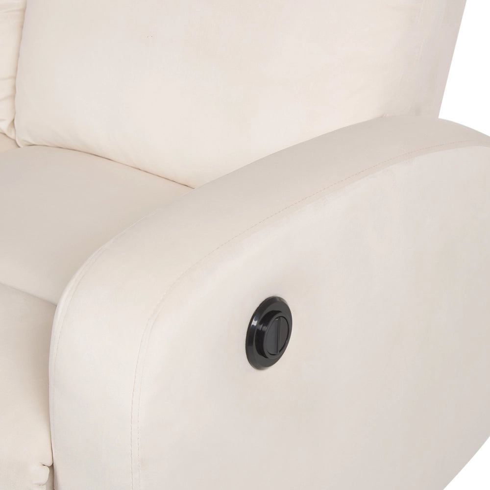 Divano 2 posti con schienale reclinabile elettricamente in velluto bianco sporco design moderno glamour soggiorno