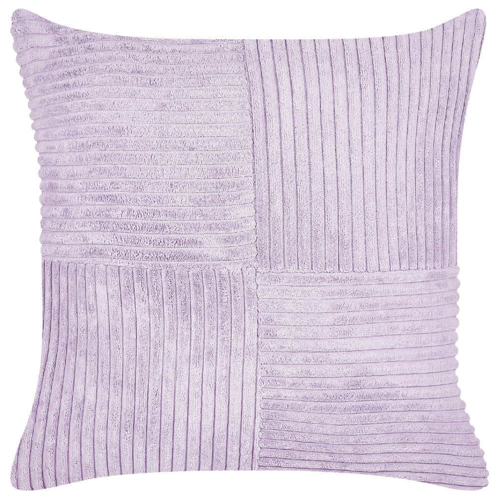 Set di 2 cuscini decorativi in velluto a coste viola 43 x 43 cm con motivo a righe Design moderno Cuscini decorativi