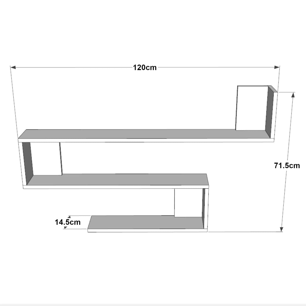 Mensola da parete a 3 livelli 715 x 120 x 145 cm nero 03_0007043