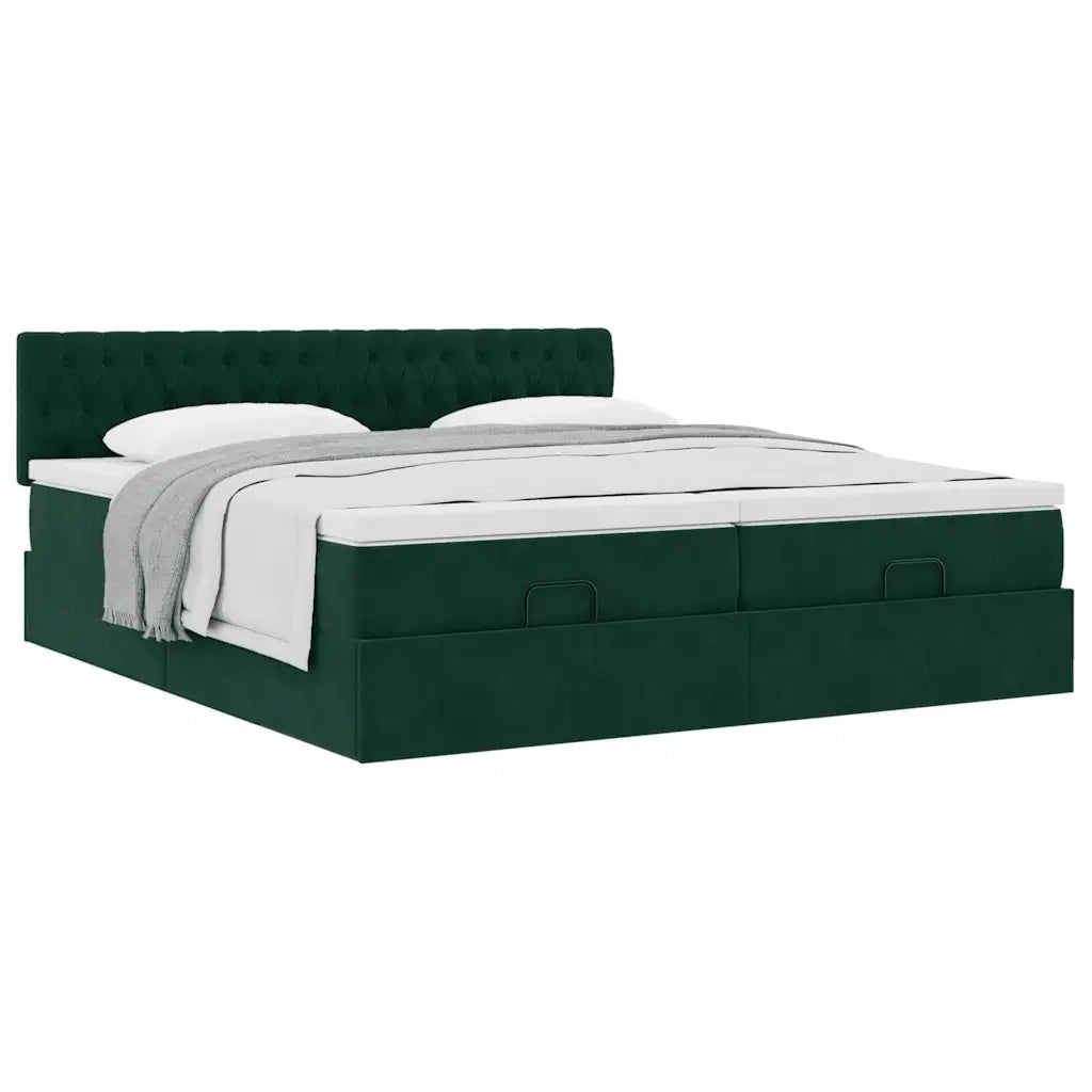 Struttura Letto Pouf con Materassi 160x200 cm Velluto