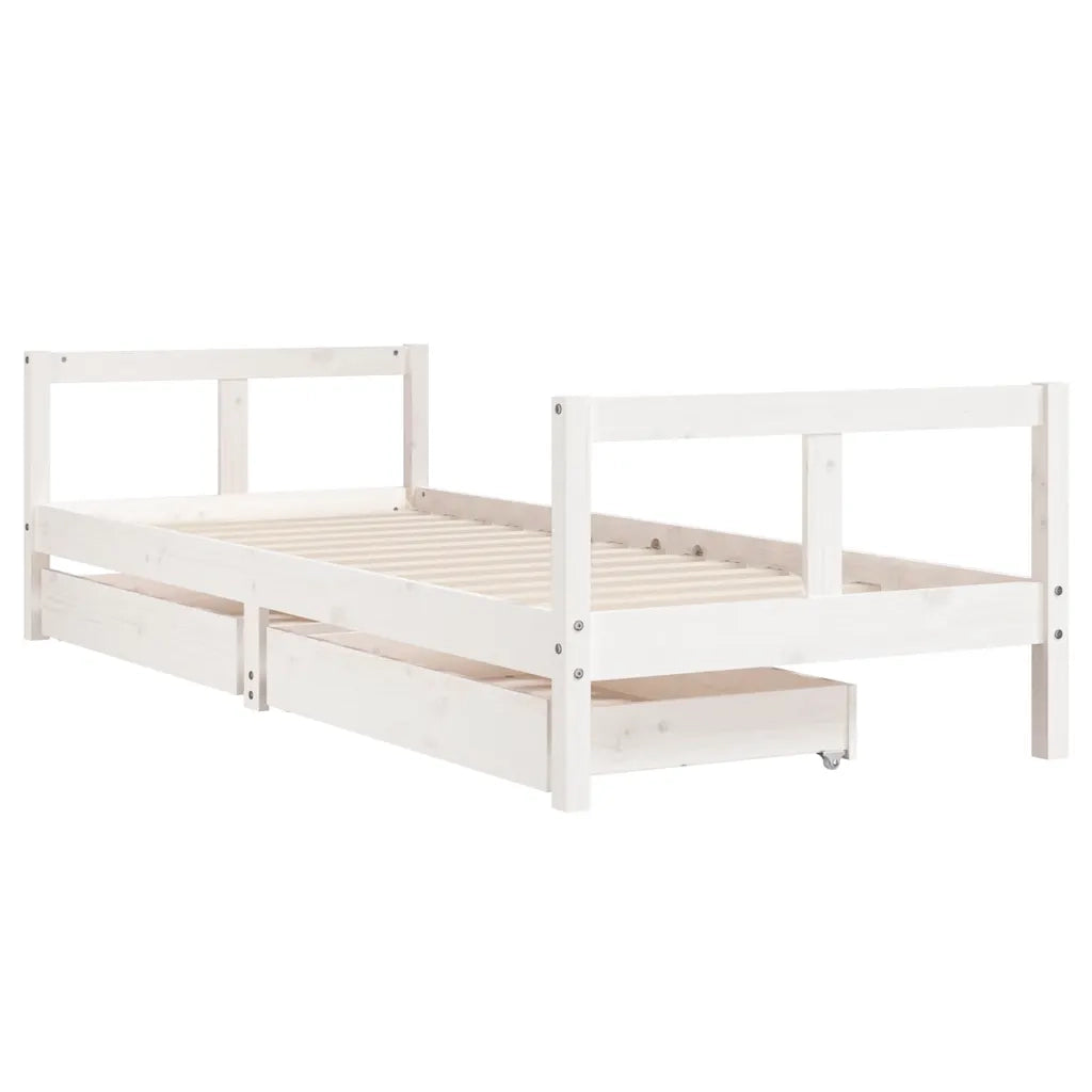Giroletto Bambini | Letto Infantile | Lettino con Cassetti Bianco 80x200cm Massello di Pino