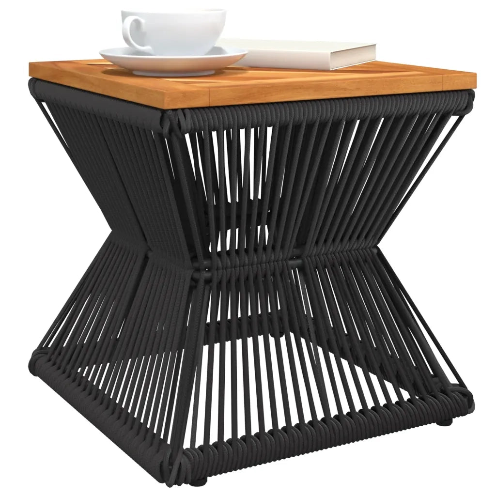 Tavolino Base in Filo Metallico Nero 38x38x38cm Massello Acacia 365636