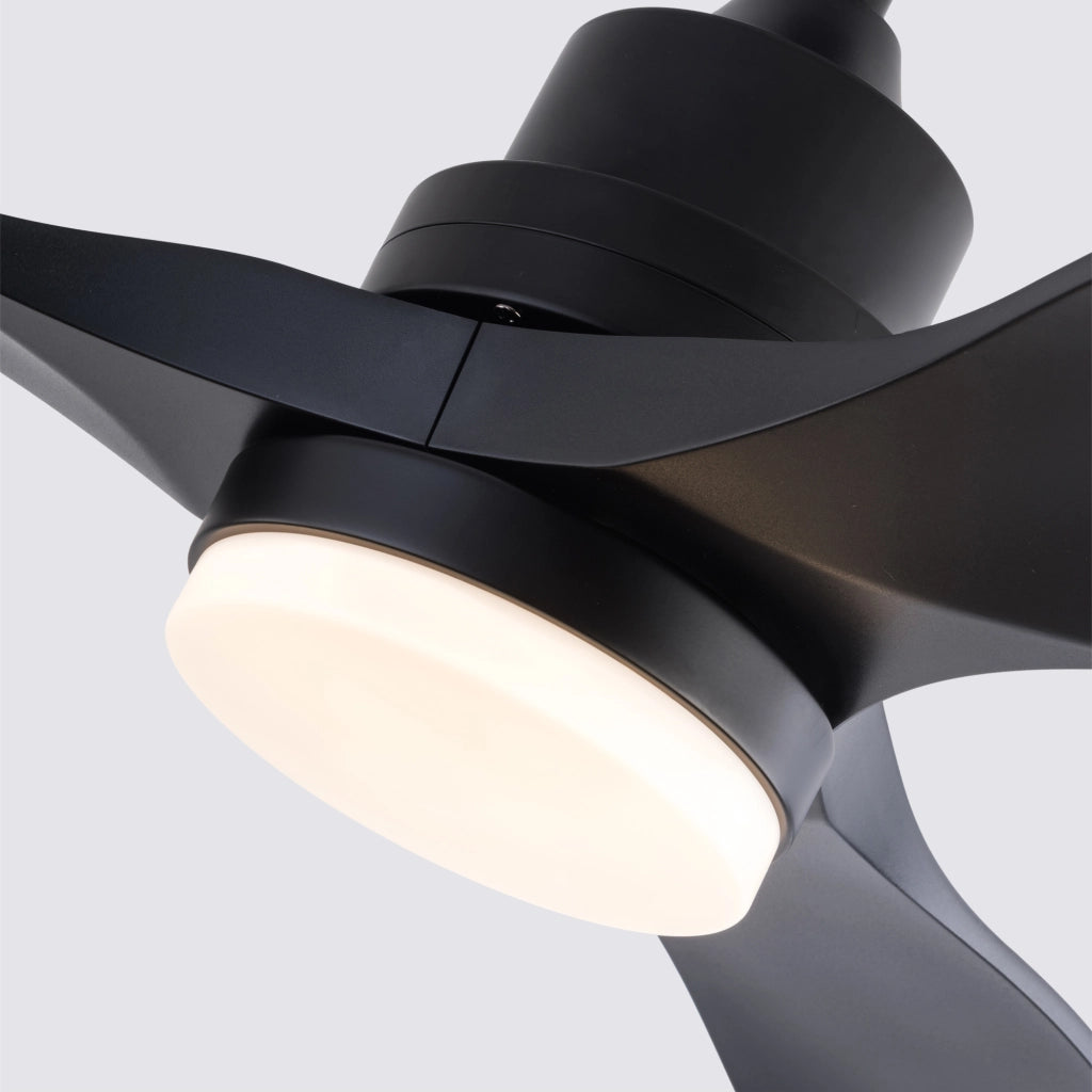Ventilatore da soffitto 42 pollici con luce LED e telecomando a 6 velocità; 3 pale in ABS nero
