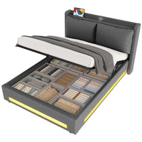 Letto a baldacchino 160x200cm - Xylo - velluto USB-C LED testiera imbottita