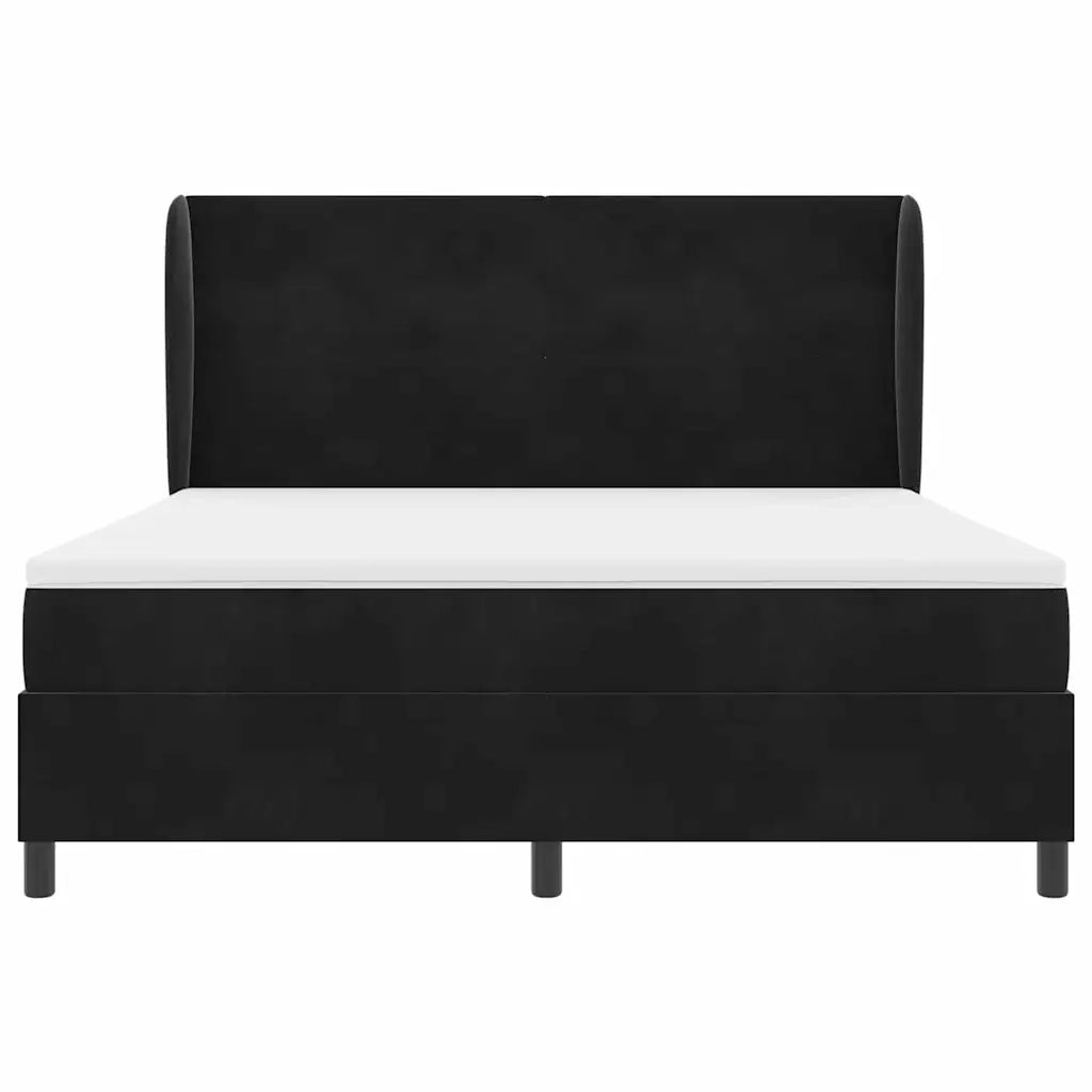 Letto a molle con materasso Nero 200 x 180 cm Velluto 3340942