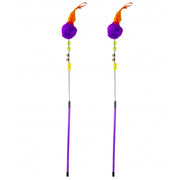 Trade Shop - 2 Aste Con Piuma Campana Campanella Pon Pon Sonaglio Giocattolo Per Gatti Gatto -