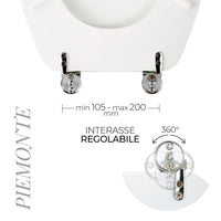 Copriwater Universale 37x43,6 cm in MDF Cerniere in Metallo Cromato Piemonte Bianco Lucido