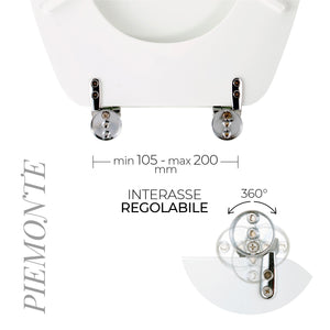 Copriwater Universale 37x43,6 cm in MDF Cerniere in Metallo Cromato Piemonte Bianco Lucido