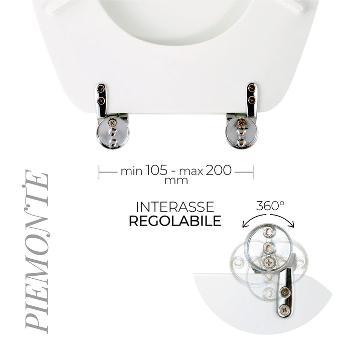 Copriwater Universale 37x43,6 cm in MDF Cerniere in Metallo Cromato Piemonte Bianco Lucido