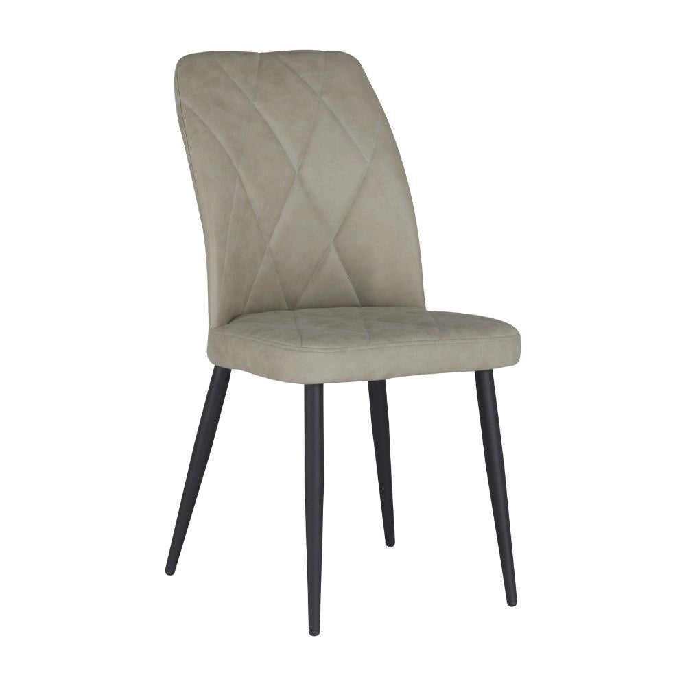 Set 4 Sedie Vika in nabuk tortora con trama geometrica e piedi neri - Eleganza e comfort
