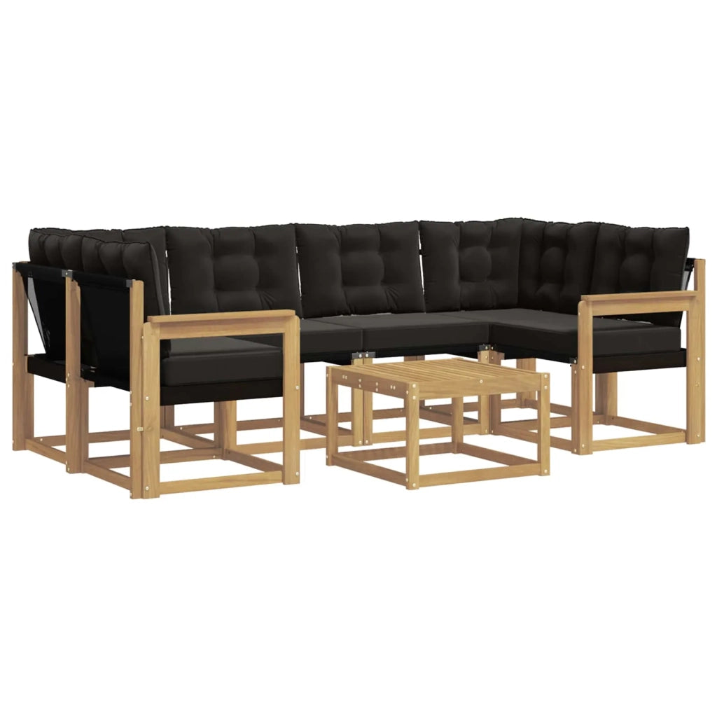 Set di divani da esterno con cuscino 7 pcs Bianco e Nero 3389254