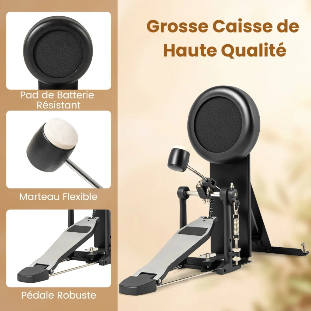Batteria elettrica pieghevole 120 x 55 x 121 cm 225 suoni e 30 demo seduta comoda stile moderno ABS nero 20_0018924