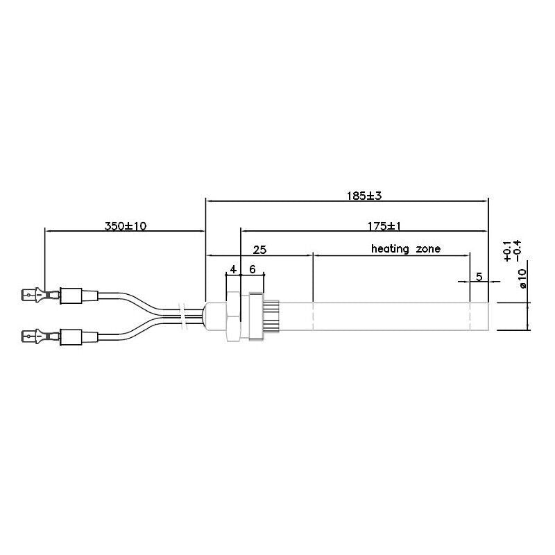 Resistenza 350W candeletta accensione Stufa a Pellet Lunga 185mm Misura a Fermo Dado 175mm HT72944