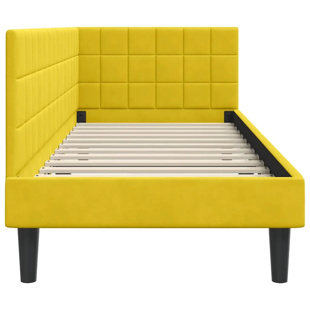 Cornice del letto ad angolo Giallo 80 cm x 200 cm Velluto
