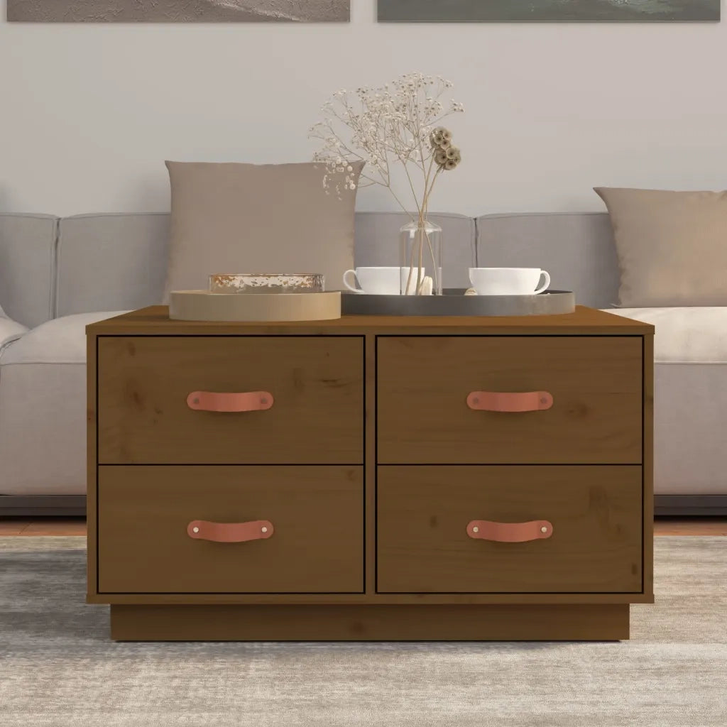 Tavolino da Salotto ambra 80x80x45 cm Legno Massello di Pino 821520