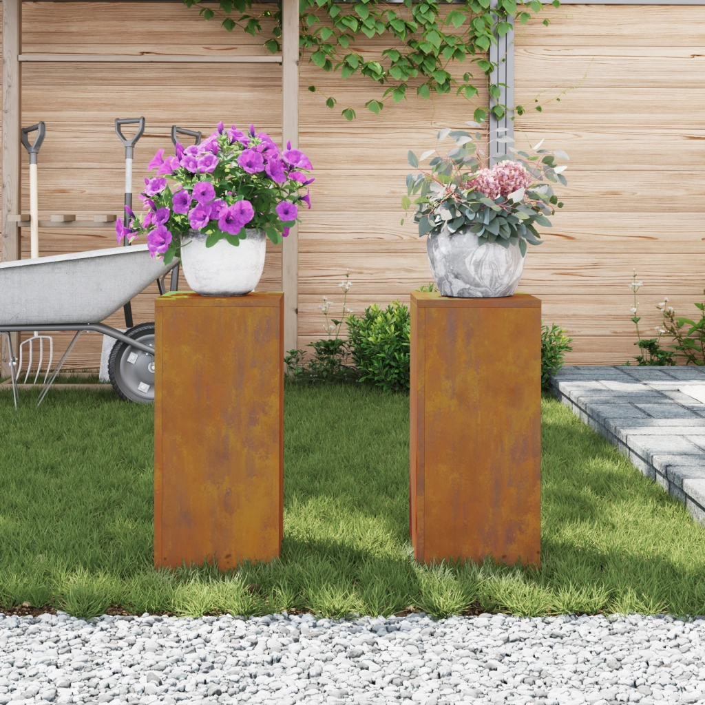 Supporti per Piante da Esterno Pillar 2 pcs 24x24x55 cm Acciaio Resistente