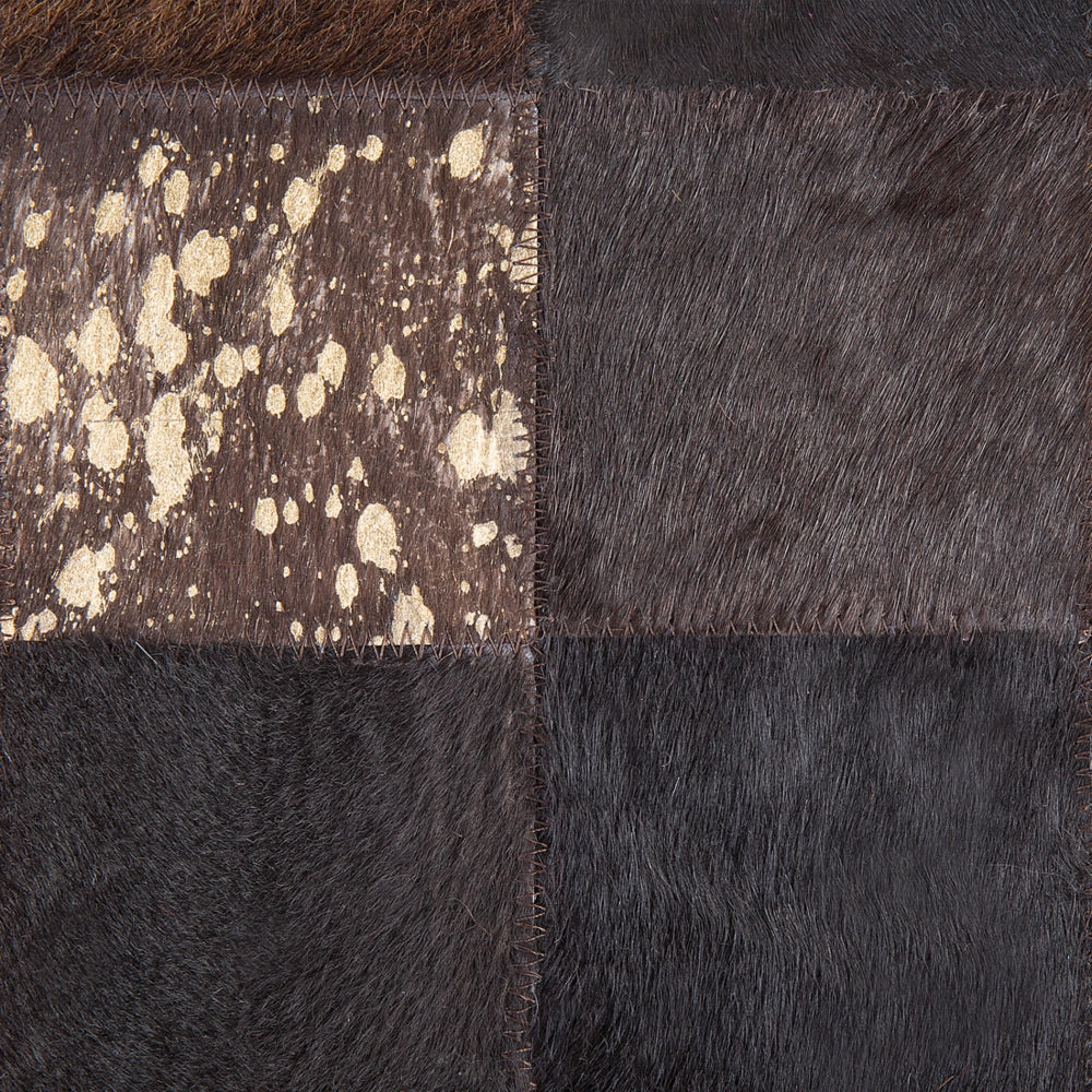 Tappeto Marrone Vera Pelle 140 x 200 cm Pelle Bovina Quadrati Multipli Fatto a Mano