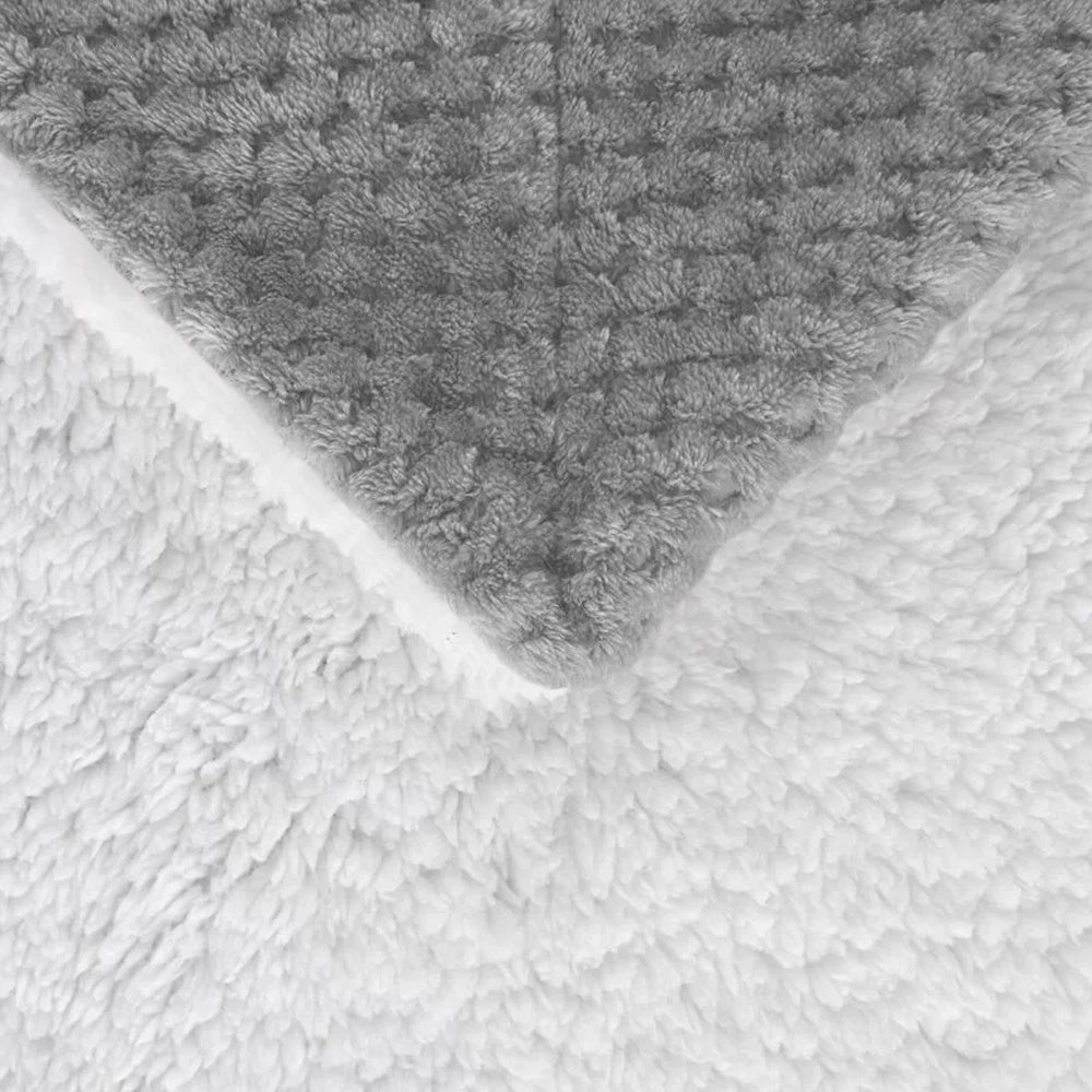 Coperta Plaid in Pile Sherpa Invernale Tinta unita 440 Gr/Mq Grigio - Singolo 160x200