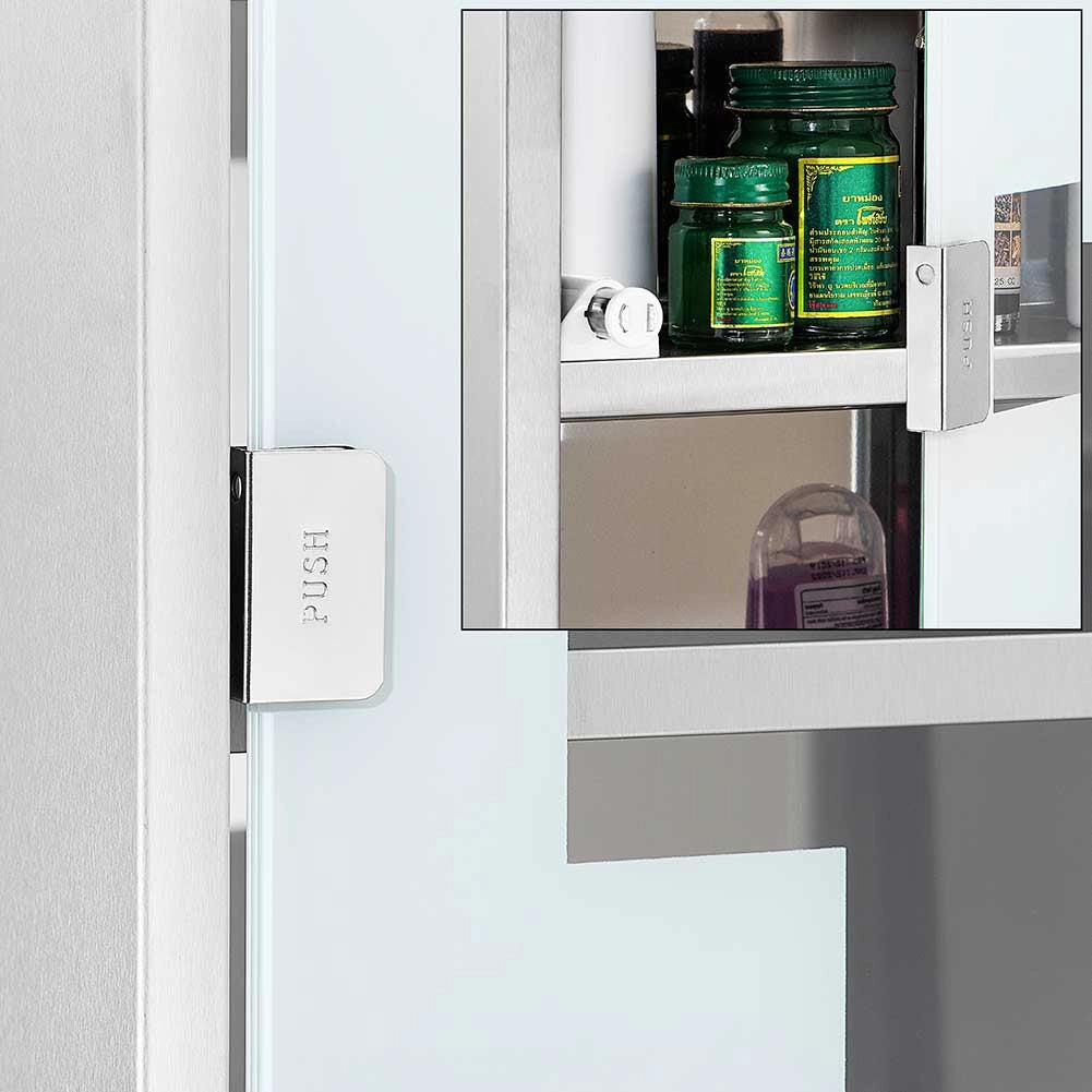 Armadietto Porta Medicinali Acciaio Inox e Vetro Satinato 65x36x17 cm con Chiave