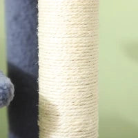 Scala per Gatti a 4 Livelli Coperto di Morbida Franela Palo di Sisal Palla Appesa 60x40x64 cm Grigio