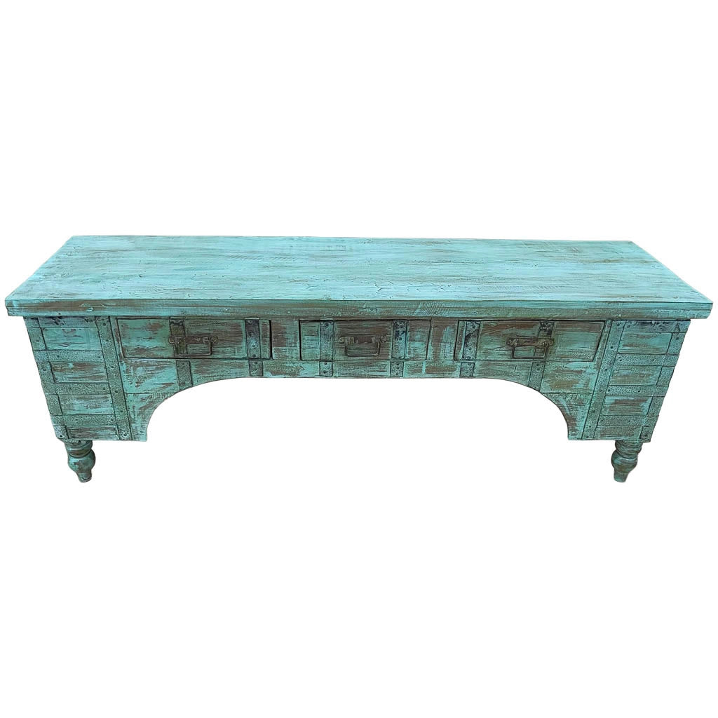 Mobile basso artigianale in legno 165-175x45x57h cm
