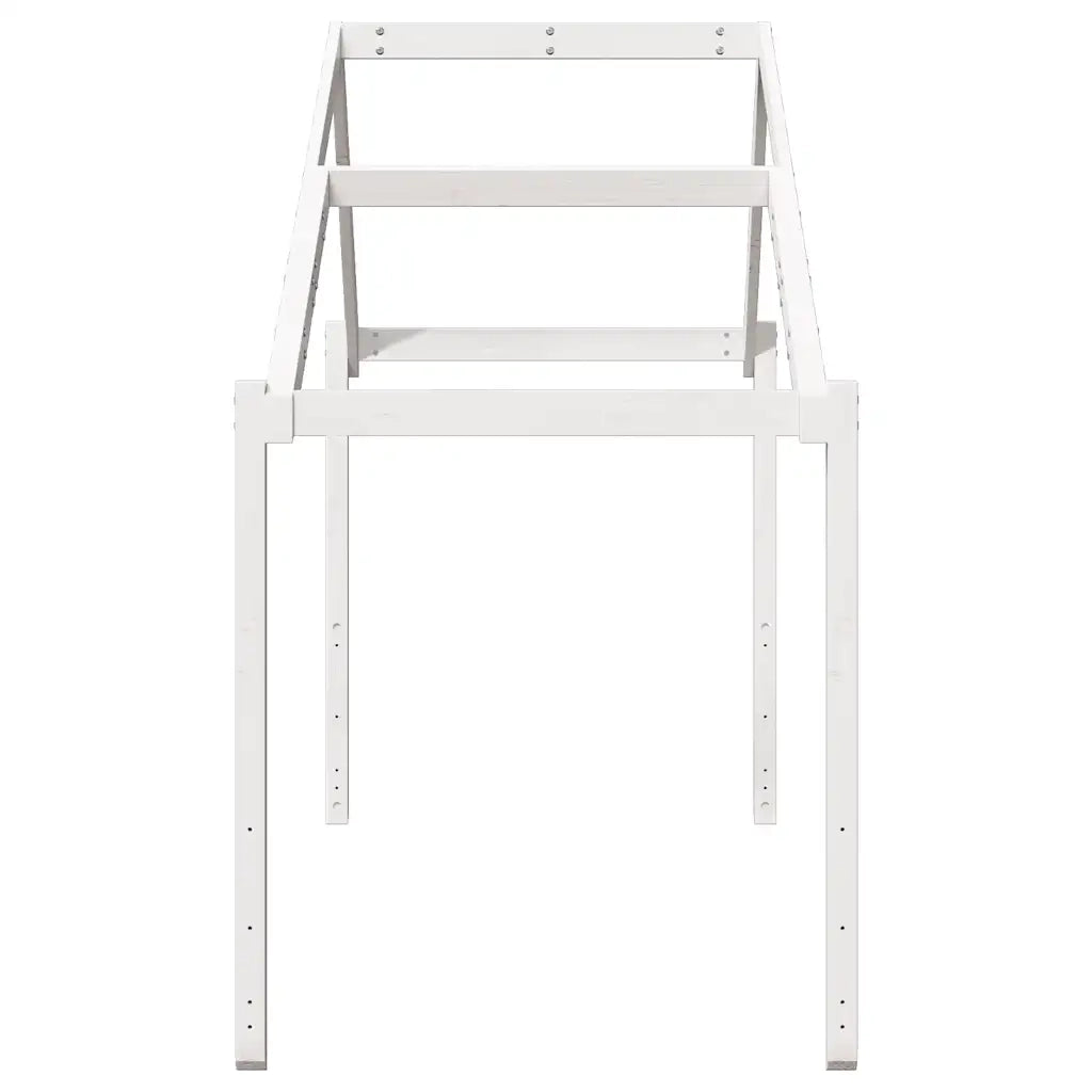 Tetto Letto Bambini Bianco 213x95,5x144,5cm Legno Massello Pino