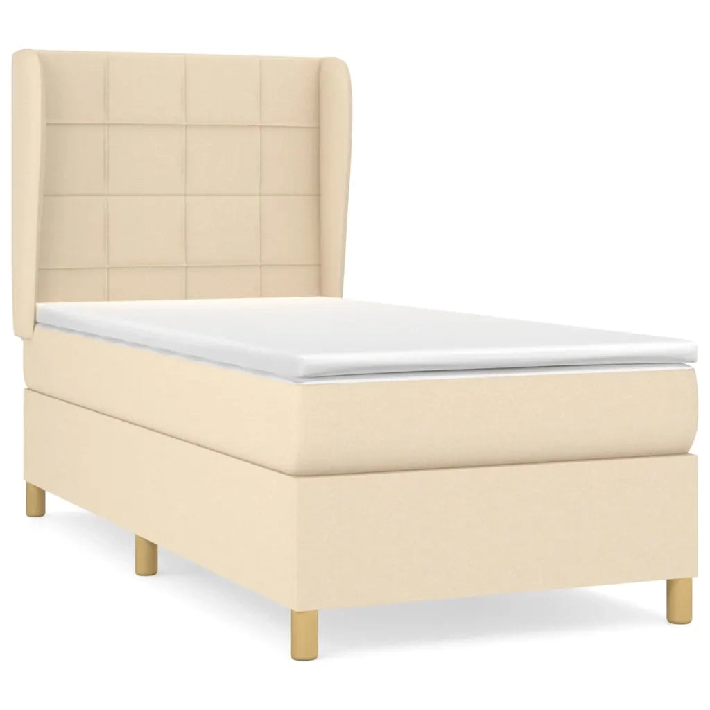Giroletto a Molle con Materasso Crema 100x200 cm in Tessuto 3128506