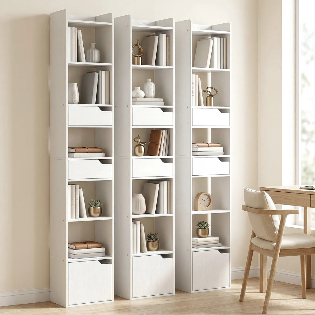 Libreria con ante e cassetti ¨C Zephmum ¨C Bianco 32x24x181,5cm