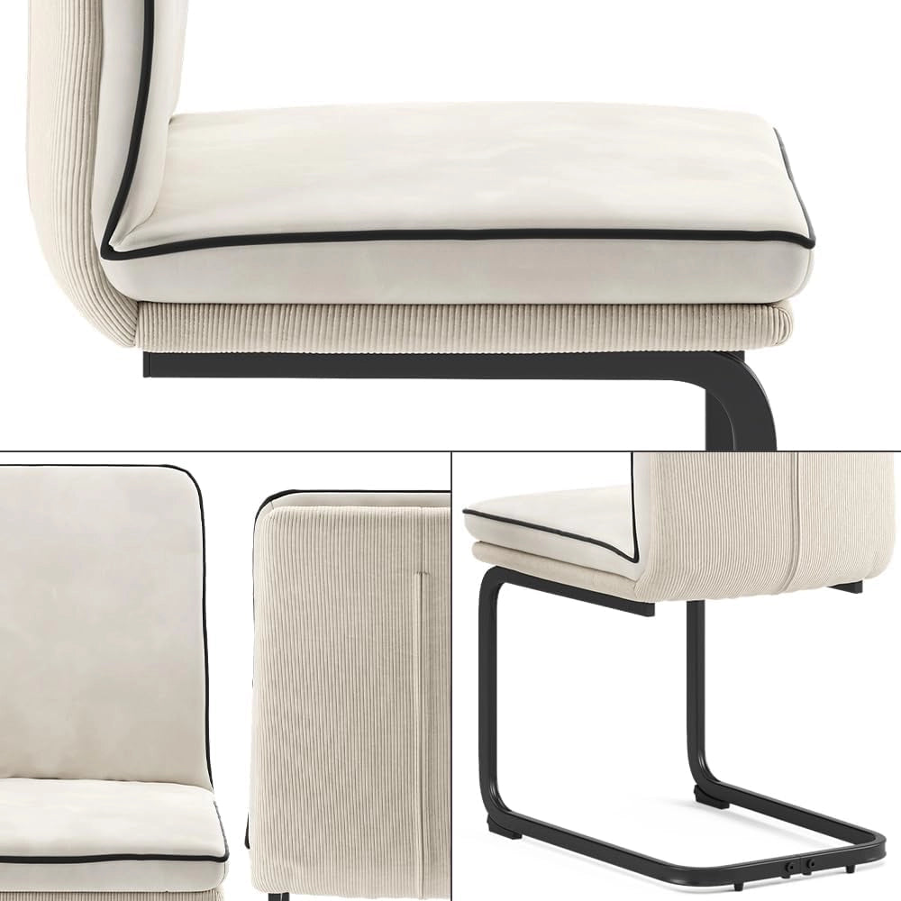 Sedia a sbalzo Eleganza, Beige, Set di 2, con struttura in metallo e piedini antiscivolo salva-pavimento