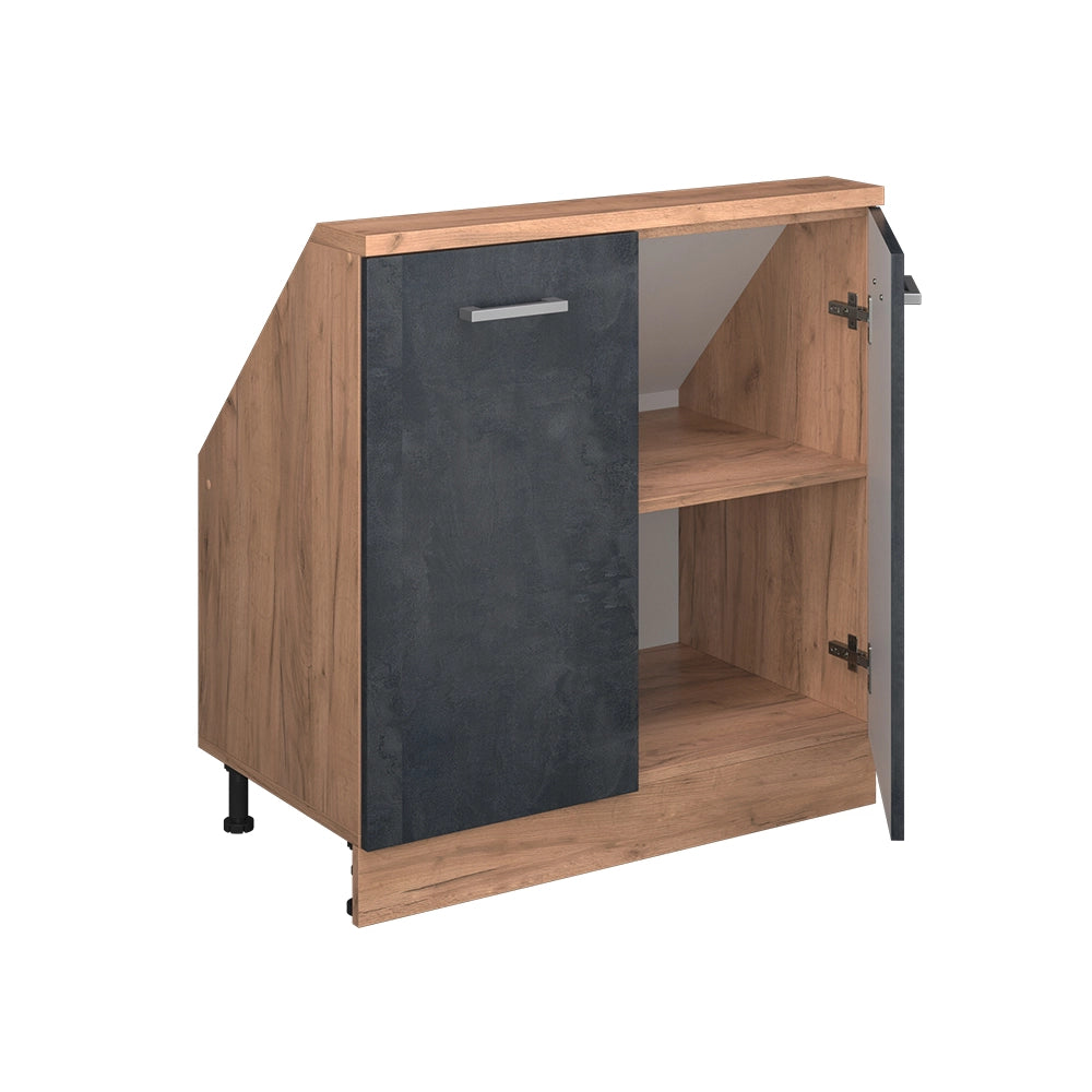 Mobile sottotetto Rion Calce nera/Rovere dorato con 2 porte Vicco