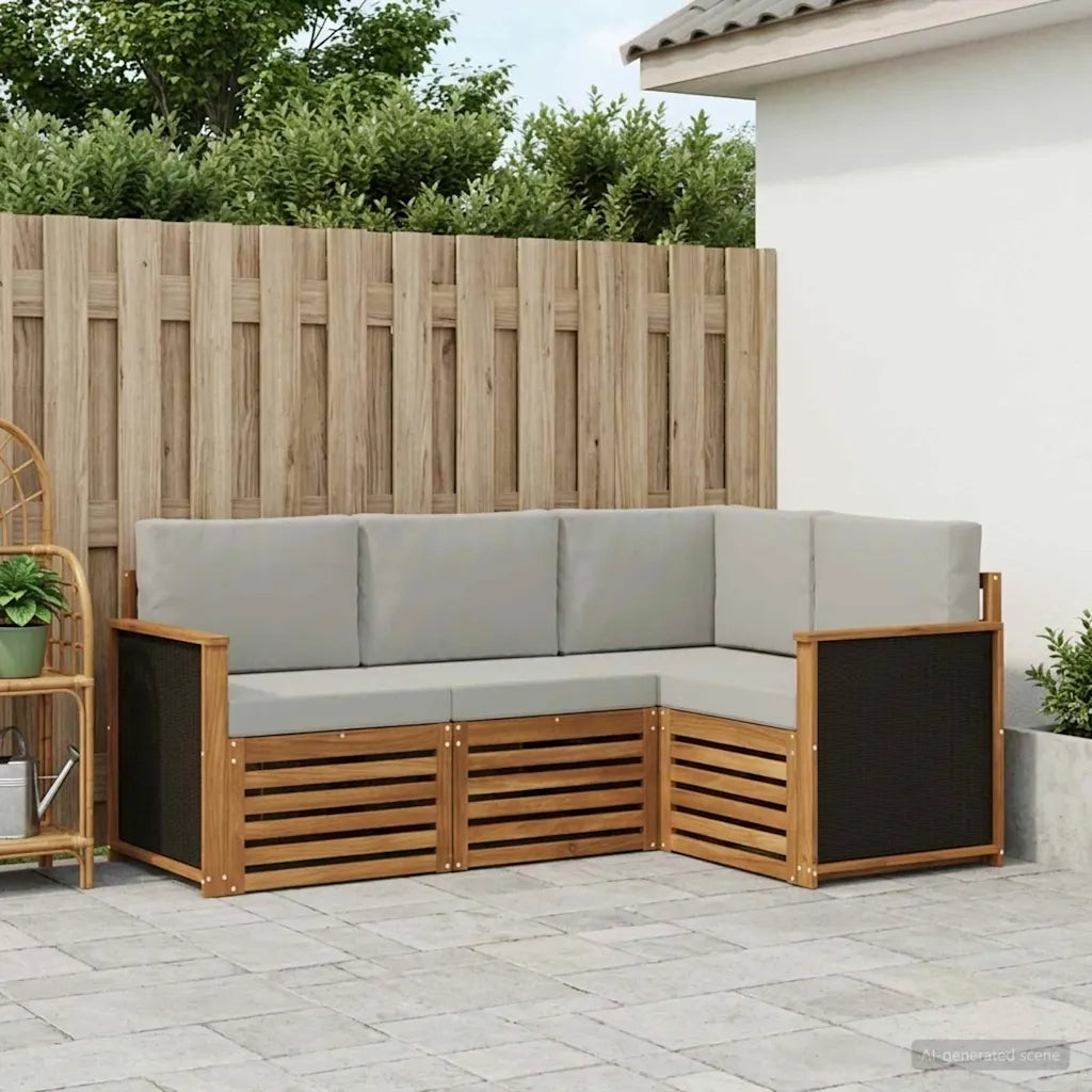 Set divani con cuscino 4 pcs Legno di Acacia Massello 3384282